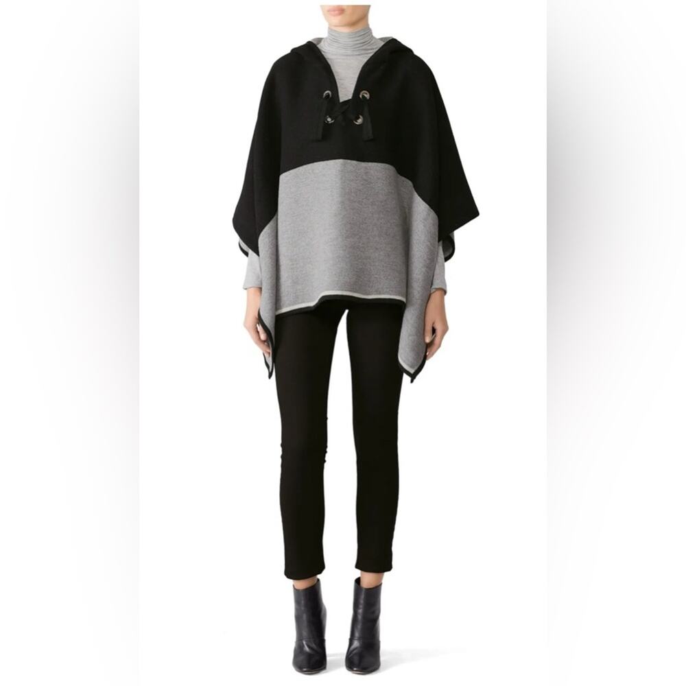 ba&sh Colorblock Poncho, black, grey and white woman’s size 1
